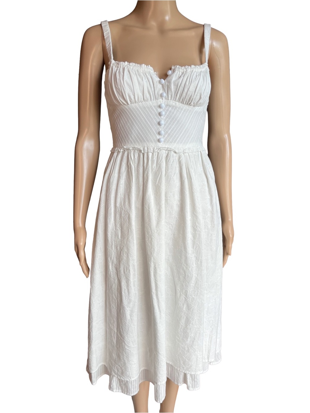NWT COMMENSE White Corset Midi Dress XS Coquette Cottagecore